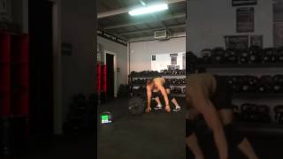 Max burpees over the bar in 2 min. 59 reps.