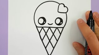 HOW TO DRAW A CUTE ICE CREAM CUTE AND EASY
