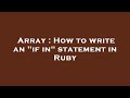 Array : How to write an 