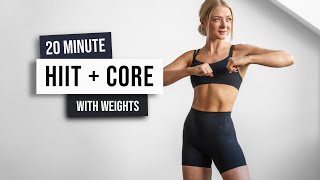 20 MIN QUICK ALL STANDING HIIT + ABS with Weights - Full Body, No Repeat Cardio Home Workout