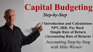 Capital Budgeting Introduction & Calculations Step-by-Step -PV, FV, NPV, IRR, Payback, Simple R of R