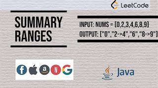 Summary Ranges #LeetCode #java #dsa #google #googleinterview #micosoft #amazoninterviewpreparation
