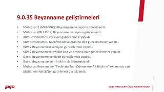 Logo Netsis Beyanname Geliştirmeleri (9.0.35)