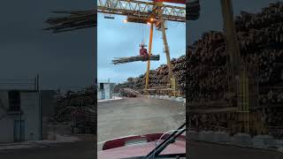 Crane on Unload Logger￼!#trucker #logging ￼