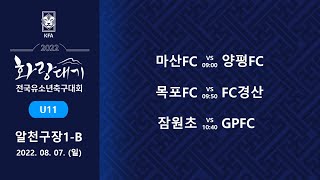 [화랑대기U11] 09:00  경남마산FCU12 vs 경기양평FCU12 / 09:50  전남목포FCU12 vs 대구FC경산U12 / 10:40  서울잠원초 vs 경기GPFCU12