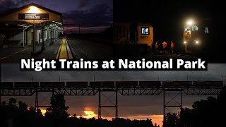 Night Trains at National Park (HD) (Drone Footage)