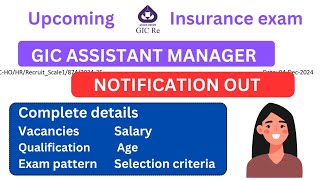 GIC ASSISTANT MANAGER RECRUITMENT FOR 110 VACANCIES!! #bankingexam #govtjobs #gic