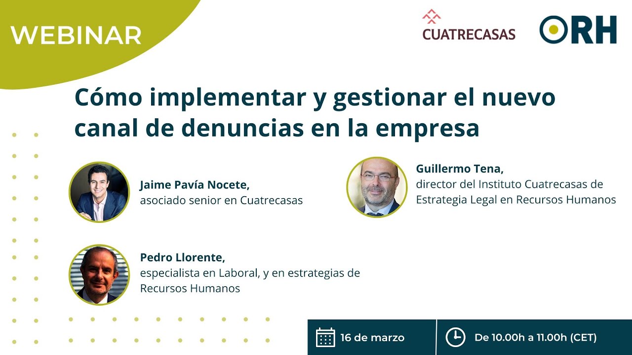 Webinar ORH: "Cómo Implementar Y Gestionar El Nuevo Canal De Denuncias ...