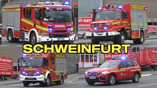 [Zimmerbrand in Klinikum] Feuerwehr, Rettungsdienst \u0026 THW auf Einsatzfahrt in Schweinfurt zur Übung.