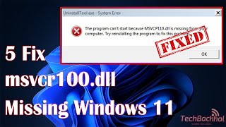 5 Fix msvcr100 dll missing Windows 11