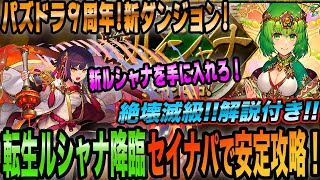 【絶壊滅級！】立ち回り解説付き！新ダンジョン転生ルシャナ降臨をセイナフレイで安定攻略！パズドラ ９周年