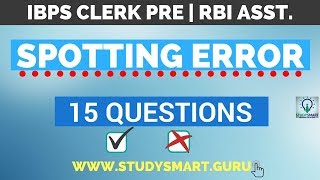 Spotting and Correcting Errors for IBPS CLERK PRE | RBI ASST. | SBI PO | SSC CGL