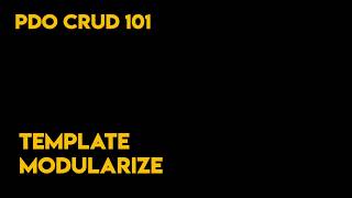PDO Application | template modularize | Part 1