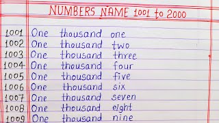 Numbers name 1001 to 2000 // Numbers in words 1001 to 2000 in English // 1001 to 2000 Number names