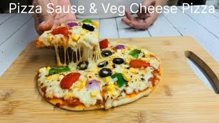 Pizza Sauce \u0026  Veg Cheese Pizza Recipe. Pizza without Oven. Flavourful Pizza Sauce and  Yummy Pizza