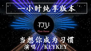 【一小时纯享版】KEYKEY - 当想你成为习惯  (動態歌詞Lyrics // 动态歌词lyrics)（1小時 單曲循環 // 单曲循环 1 hour loop）-『当想你成为习惯一个人说着晚安​』