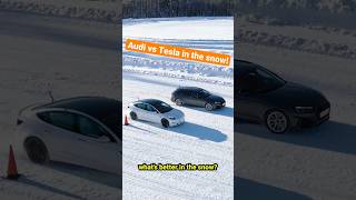 Audi RS4 Quattro vs Tesla Model 3 Performance AWD snow test!