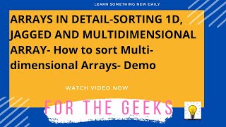 How to sort Multidimensional Arrays (Rectangular Arrays)
