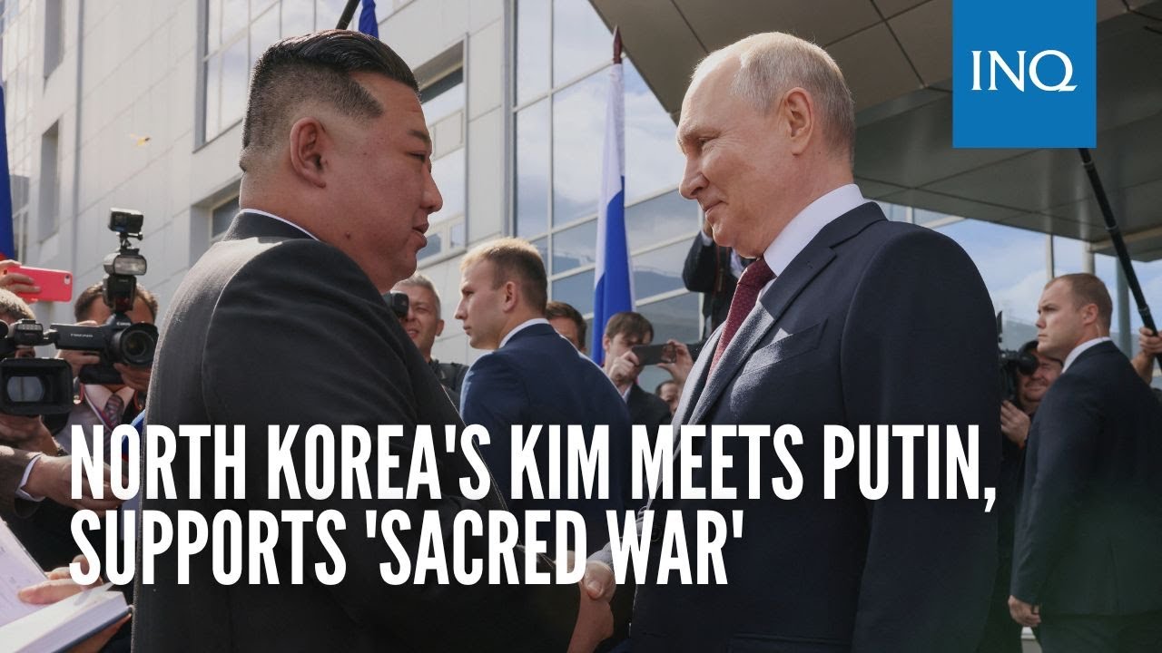 North Korea's Kim Meets Putin, Supports 'sacred War' - YouTube