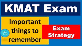 KMAT EXAM | Important Things | Exam Strategy