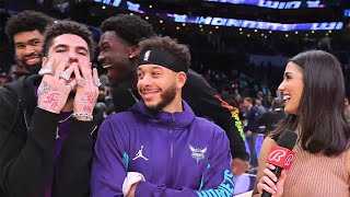 LaMelo Ball shows off during Seth Curry Postgame Interview 😆