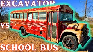 I RIPPED Apart a Vintage School Bus with an EXCAVATOR!