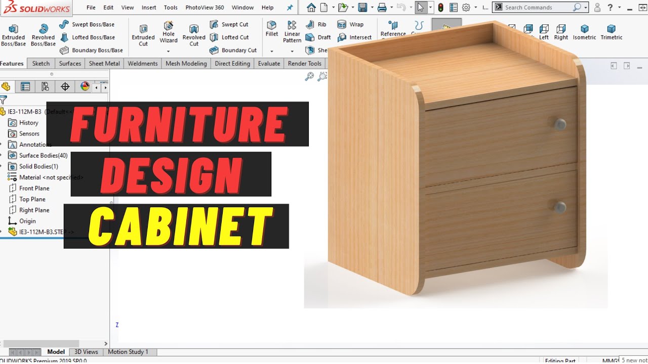 SOLIDWORKS - DESIGN FURNITUR CABINET DI SOLIDWORKS - YouTube