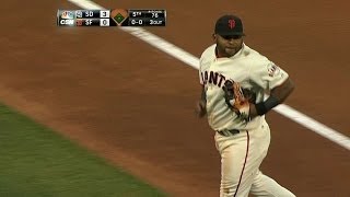 SD@SF: Sandoval snares a line drive to end the inning