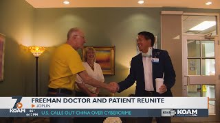 A heart surgery patient at Freeman Hospital reunited with the surgeon who performed the life-saving