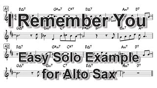 I Remember You - Easy Solo Example for Alto Sax