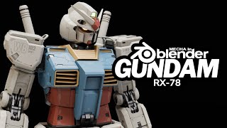 Mecha in Blender - RX-78 Gundam - 3D Modeling Timelapse (no audio)