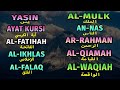 Al Mulk, Yasin, Ayat Kursi, Al Fatihah, Al Ikhlas, Al Falaq, An Nas, Ar Rahman, Al Qiamah, Al Waqiah