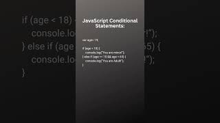 How to use JavaScript Conditional Statements using If - JavaScript tutorial #shorts #shortsvideo