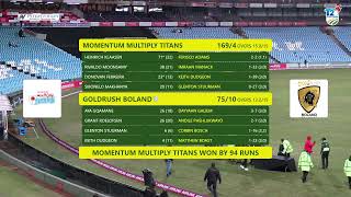 CSA T20 Challenge | Momentum Multiply Titans vs  Goldrush Boland