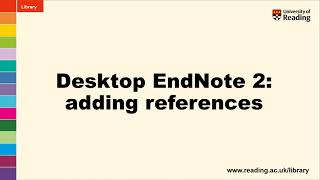 Desktop EndNote 2:  getting references into EndNote