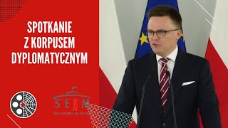 Spotkanie Marszałka Sejmu Szymona Hołowni z korpusem dyplomatycznym