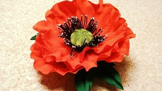 Fabric flowers how to make:poppy flower from fabric/tutorial/Цветы из ткани: немнущийся мак/МК