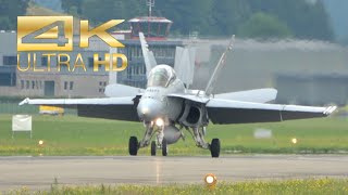 (4K) McDonnell Douglas F/A-18D Hornet Swiss Air Force touch and go + Landing at Emmen Air Base LSME