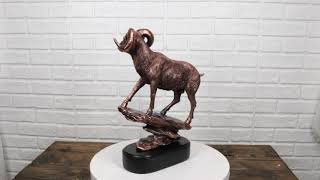 Ebros Wildlife Animal Taxidermy Bighorn Sheep Ram Climbing on Sloping Rock Statue 12\