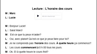 L’HORAIRE DE L’ÉCOLE LE FRANÇAIS QUÉBÉCOIS