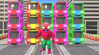 【踏切アニメ】あぶない電車 Ms PACMAN Vs 5 Train Crossing 🚦 Fumikiri 3D Railroad Crossing Animation