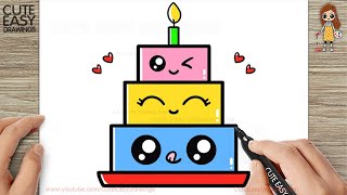 How to Draw a Cute Cake Easy Drawing and Coloring for Kids and Toddlers