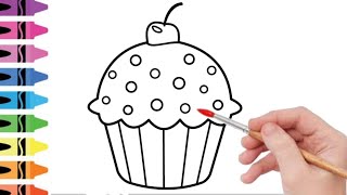 HOW TO DRAW CUPCAKE FOR KIDS