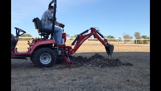 Massey GC1710 TLB - Using Backhoe For the First Time (stump removal)