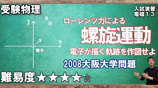 【電磁気入試問題演習13】ローレンツ力を受けた荷電粒子の螺旋運動