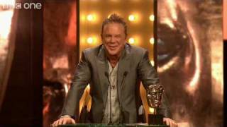 Mickey Rourke struggles to read the autocue - The British Academy Film Awards 2010 - BBC One