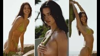 Kendall Jenner shows off her incredibly slim figure in lime green string bikini