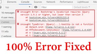 How to fix Uncaught Error | Bootstrap's JavaScript requires jQuery version 1.9.1 or higher | Fixed