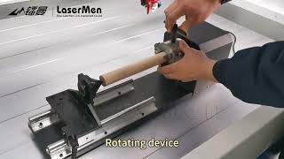 [LaserMen] 1610 Co2 laser engraving machine with rotory axis for wooden stick#laserengraving