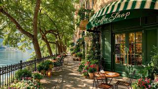 Refreshing Lakeside Outdoor Cafe ☕ Soft Jazz Piano for Reading, Focus and Relaxation 🎶